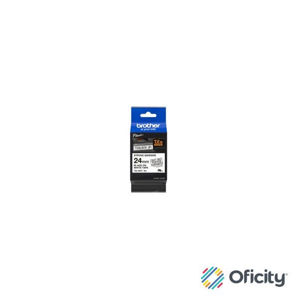 Cinta Brother TZES251G Laminada Súper Adhesiva Texto Negro Fondo Blanco 24mmx8m