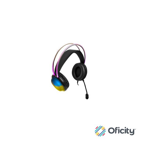 Diadema Gamer Perfect Choice Transparente RGB Helumo ANC 1.8m Alámbrico 3.5mm PVC