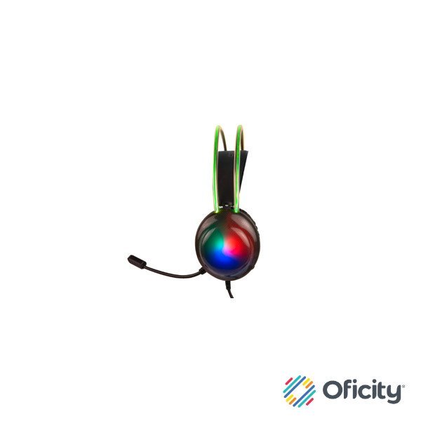 Diadema Gamer Perfect Choice Transparente RGB Helumo ANC 1.8m Alámbrico 3.5mm PVC