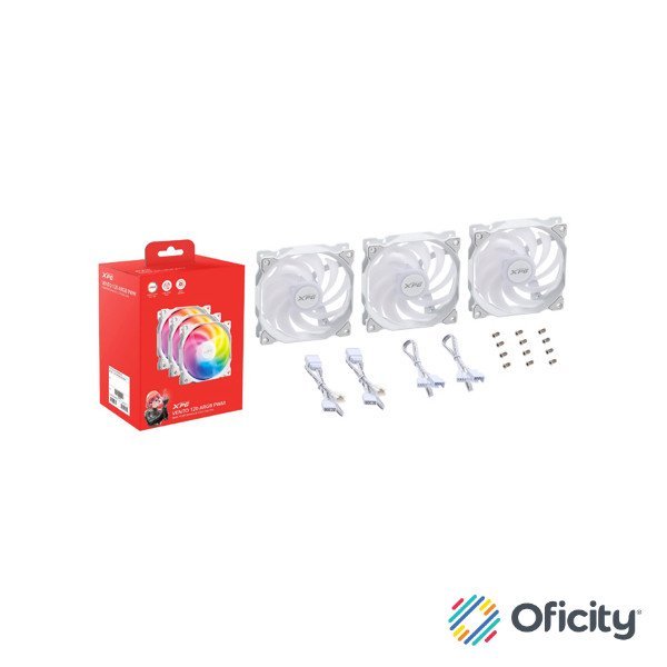 Kit 3 Ventiladores Thermaltake VENTO 120 ARGB PWM 120mm Blanco