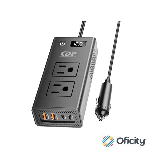 Inversor de Potencia CDP 2OOW 2 salidas nema 5-15R I2OVAC 1 TYPE C PD Output 5Vdc-12Vdc 1QC3.0 5Vdc-12Vdc 2 USB 3.4A