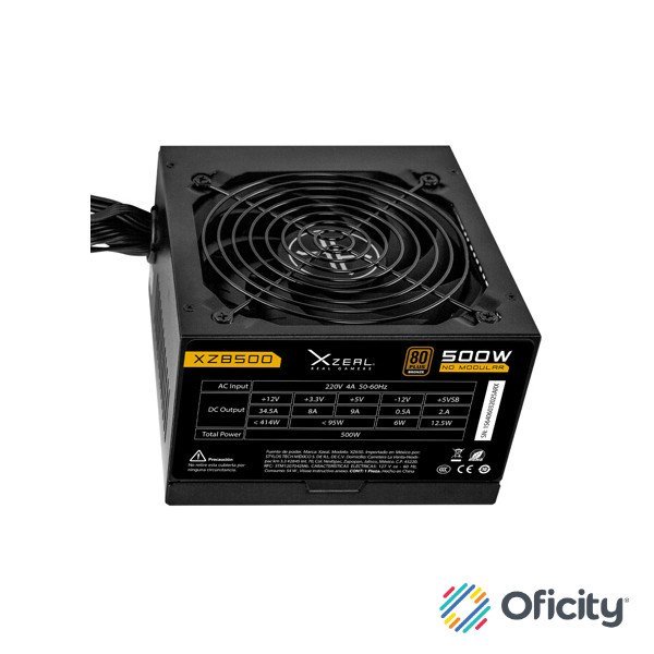 Fuente de Poder Xzeal 500W 80 PLUS Bronze 24-pin ATX 120mm