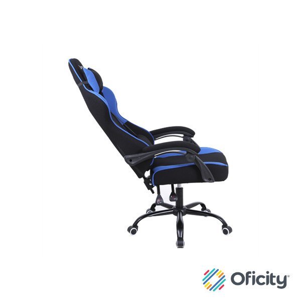 Silla Gamer Xzeal XZ20 Tela Foam Reclinable 140° Base de Metal Piston Clase 3 115Kgs Brazos Fijos Negro-Azul