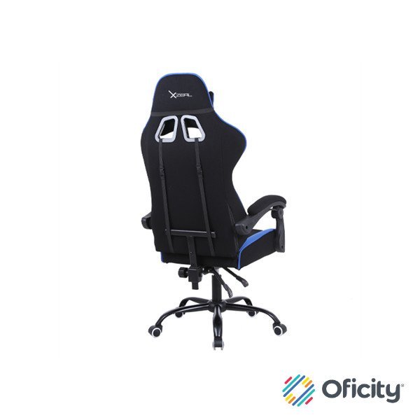 Silla Gamer Xzeal XZ20 Tela Foam Reclinable 140° Base de Metal Piston Clase 3 115Kgs Brazos Fijos Negro-Azul