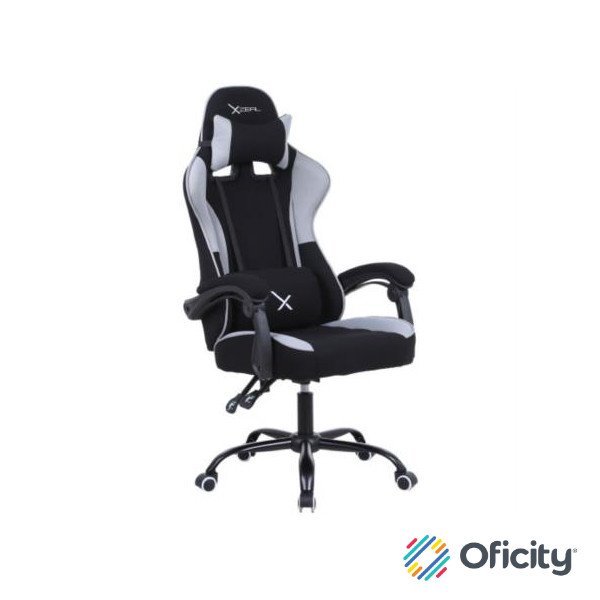 Silla Gamer Xzeal XZ20 Tela Foam Reclinable 140° Base de Metal Piston Clase 3 115Kgs Brazos Fijos Negro-Gris
