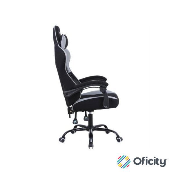 Silla Gamer Xzeal XZ20 Tela Foam Reclinable 140° Base de Metal Piston Clase 3 115Kgs Brazos Fijos Negro-Gris