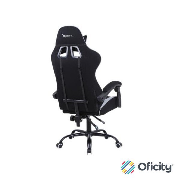 Silla Gamer Xzeal XZ20 Tela Foam Reclinable 140° Base de Metal Piston Clase 3 115Kgs Brazos Fijos Negro-Gris